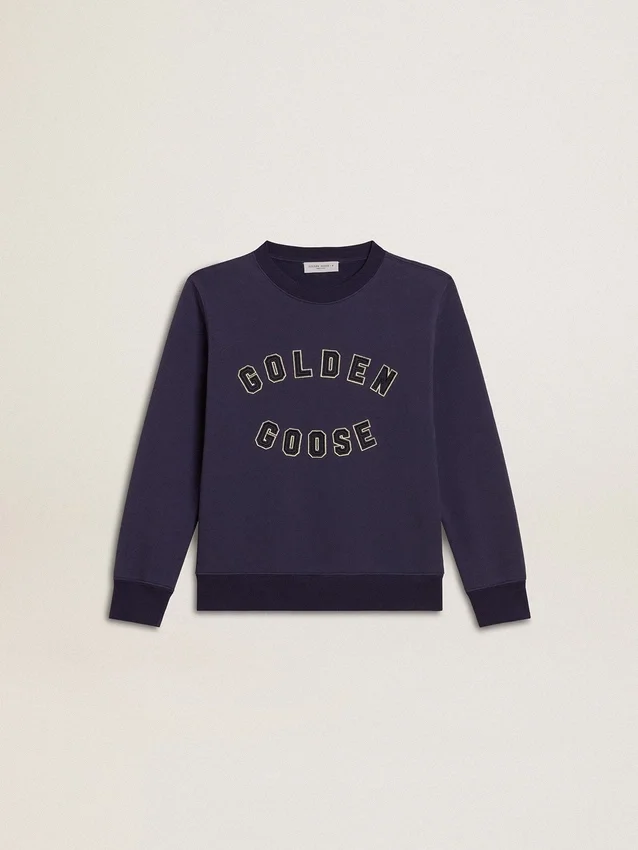Sudadera azul violácea con el logotipo de golden goose en la parte delantera