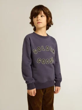 Sudadera azul violácea con el logotipo de golden goose en la parte delantera