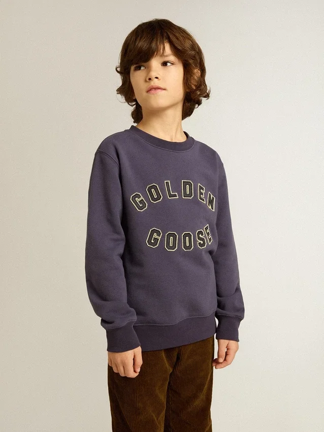 Sudadera azul violácea con el logotipo de golden goose en la parte delantera