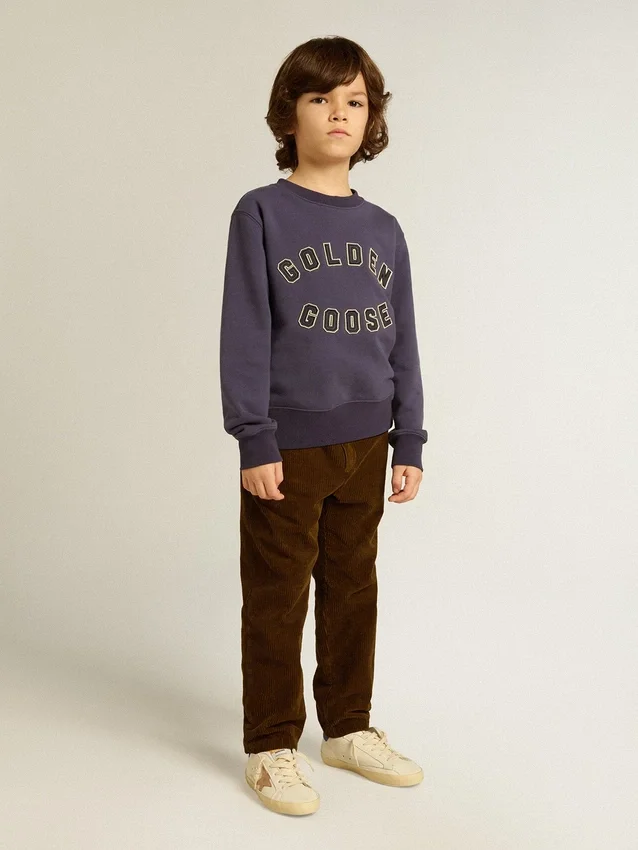 Sudadera azul violácea con el logotipo de golden goose en la parte delantera