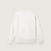 Sudadera blanca de algodón con cuello redondo de Journey para niñas, con estampado de mascota y apliques de cristales