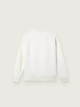 Sudadera blanca de algodón con cuello redondo de Journey para niñas, con estampado de mascota y apliques de cristales