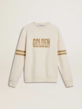 Sudadera blanca de algodón para hombre con estampado en la parte delantera
