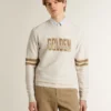 Sudadera blanca de algodón para hombre con estampado en la parte delantera
