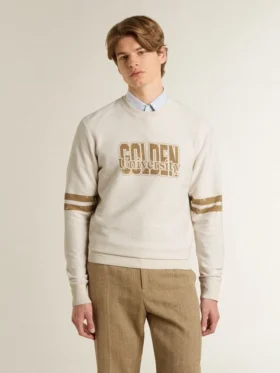 Sudadera blanca de algodón para hombre con estampado en la parte delantera