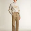 Sudadera blanca de algodón para hombre con estampado en la parte delantera