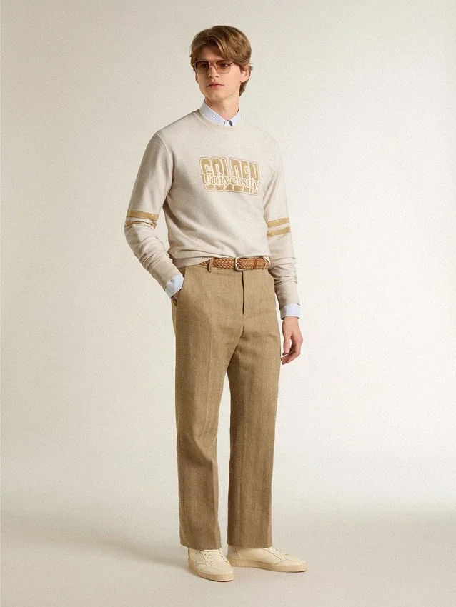Sudadera blanca de algodón para hombre con estampado en la parte delantera