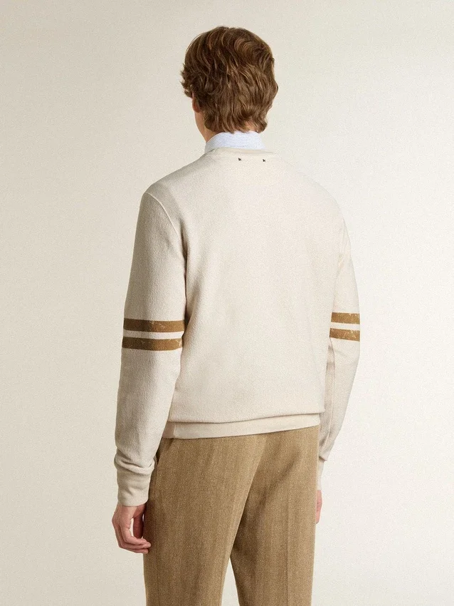 Sudadera blanca de algodón para hombre con estampado en la parte delantera