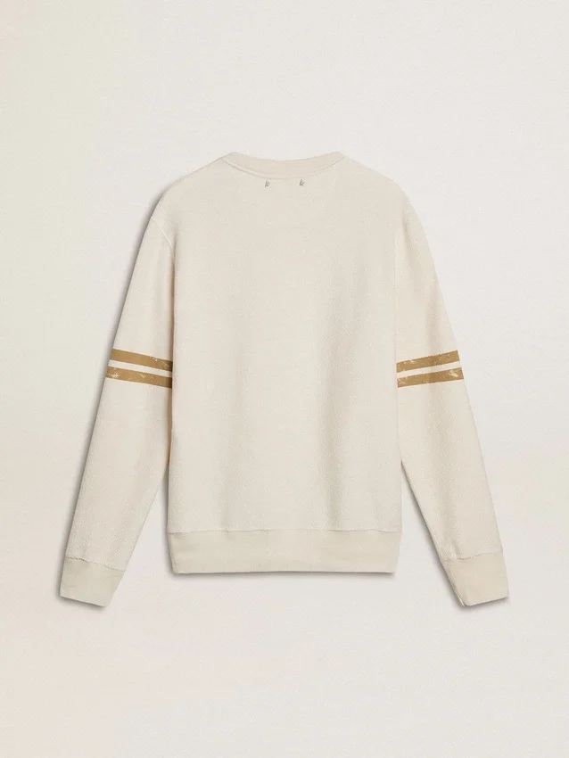 Sudadera blanca de algodón para hombre con estampado en la parte delantera