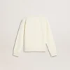 Sudadera blanca para niñas con letras doradas multicolores en la parte delantera