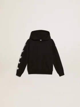 Sudadera con capucha para niños en negro con estrellas blancas en contraste