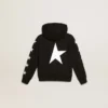 Sudadera con capucha para niños en negro con estrellas blancas en contraste