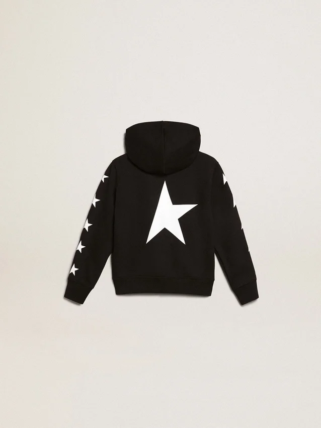 Sudadera con capucha para niños en negro con estrellas blancas en contraste