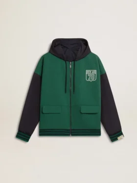 Sudadera con capucha reversible para hombre en verde y azul