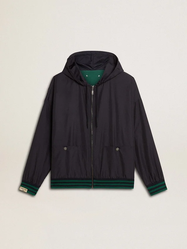 Sudadera con capucha reversible para hombre en verde y azul