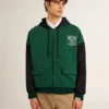 Sudadera con capucha reversible para hombre en verde y azul