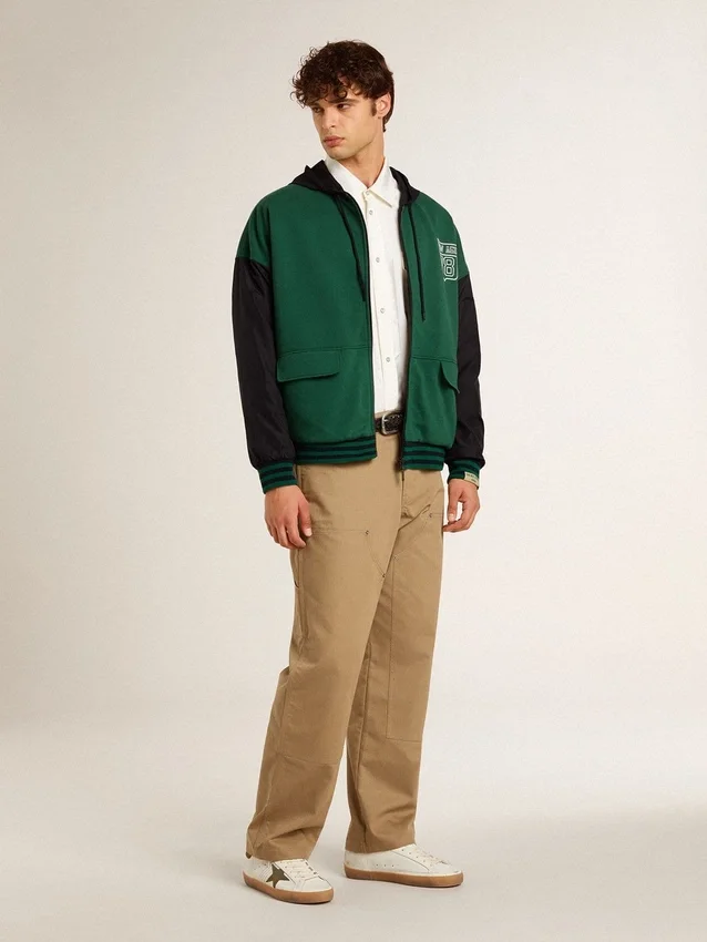 Sudadera con capucha reversible para hombre en verde y azul
