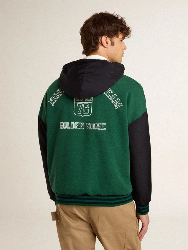 Sudadera con capucha reversible para hombre en verde y azul