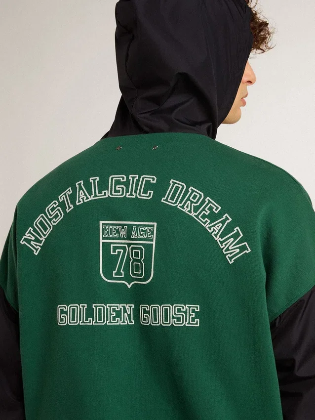 Sudadera con capucha reversible para hombre en verde y azul