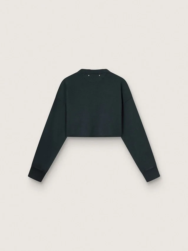 Sudadera corta de algodón para mujer con cristales en la parte delantera