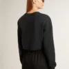 Sudadera corta de algodón para mujer con cristales en la parte delantera