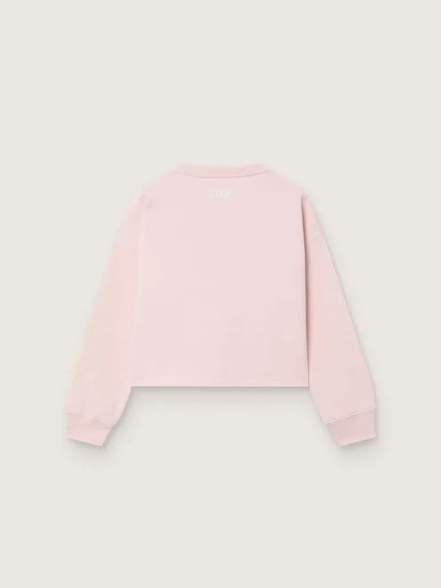 Sudadera corta «Star» para niñas, de algodón rosa con parche y logotipo