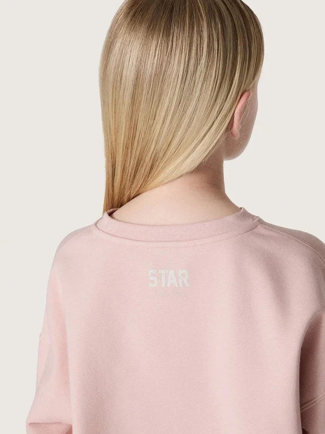 Sudadera corta «Star» para niñas, de algodón rosa con parche y logotipo