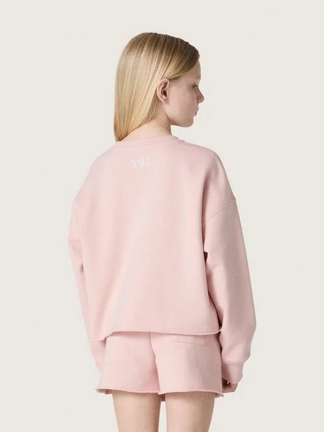 Sudadera corta «Star» para niñas, de algodón rosa con parche y logotipo