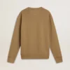 Sudadera de algodón beige para hombre con estampado en la parte delantera
