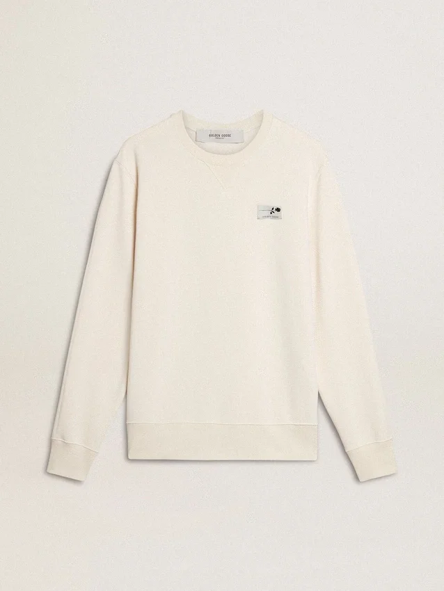 Sudadera de algodón blanca para hombre con estampado en la espalda