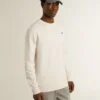 Sudadera de algodón blanca para hombre con estampado en la espalda