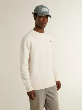 Sudadera de algodón blanca para hombre con estampado en la espalda