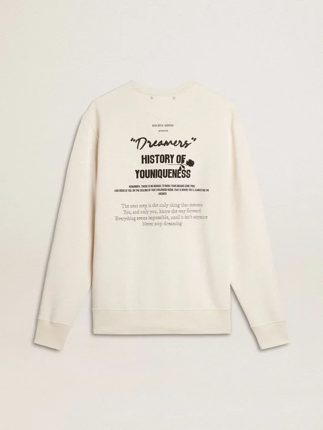 Sudadera de algodón blanca para hombre con estampado en la espalda