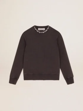 Sudadera de mujer en gris antracita con cristales