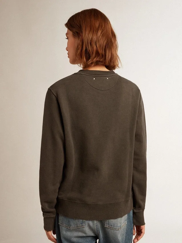 Sudadera de mujer en gris antracita con cristales