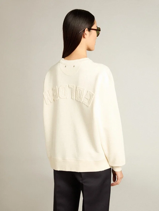 Sudadera en blanco envejecido con logotipo invertido en la espalda - Jersey Capsule