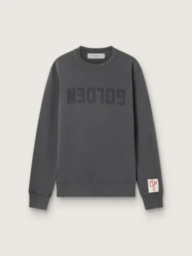 Sudadera gris de hombre con logotipo y acabado desgastado
