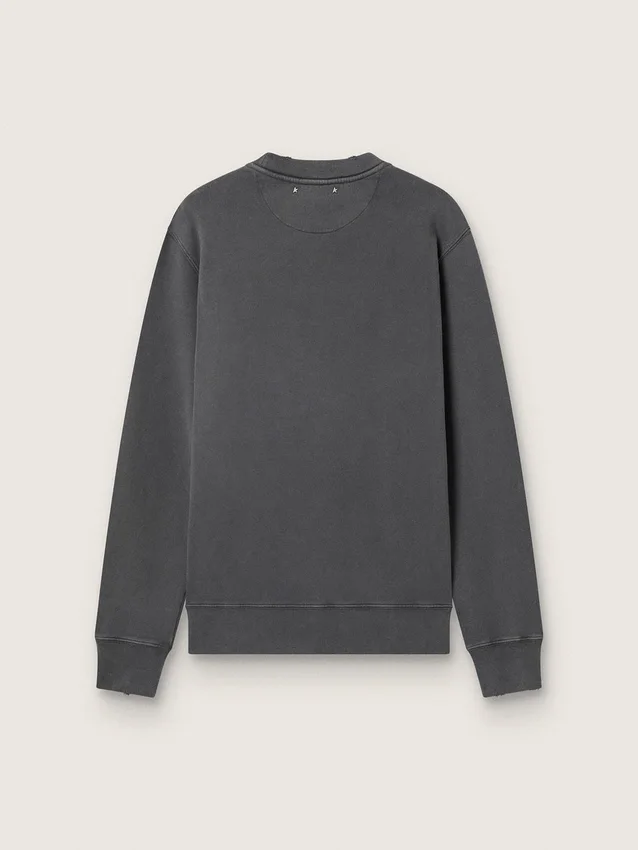 Sudadera gris de hombre con logotipo y acabado desgastado