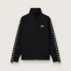 Sudadera negra con cremallera para hombre y estrellas blancas