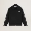 Sudadera negra con cremallera para mujer y estrellas blancas