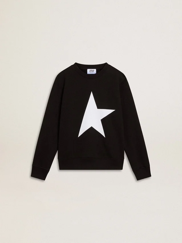 Sudadera negra para niños con una estrella gigante blanca en la parte delantera