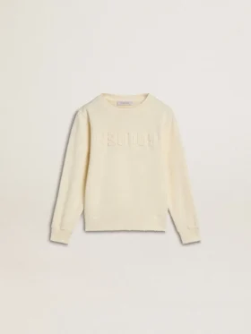 Sudadera para niñas de color crema con letras en parche