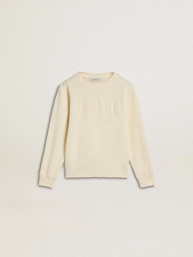Sudadera para niñas de color crema con letras en parche