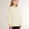 Sudadera para niñas de color crema con letras en parche