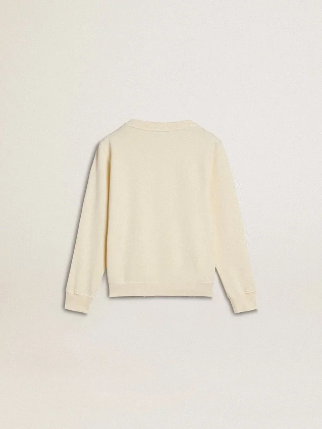 Sudadera para niñas de color crema con letras en parche