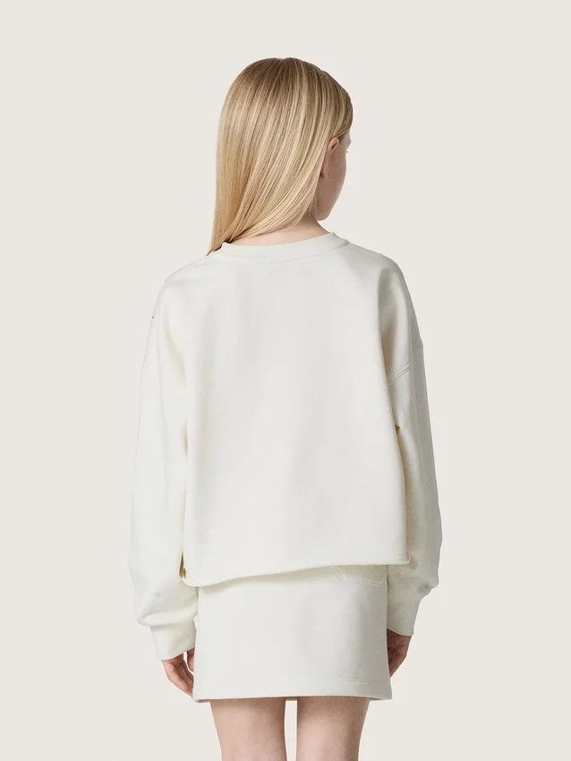 Sudadera para niñas «Journey» de algodón blanco con cristales y logotipo