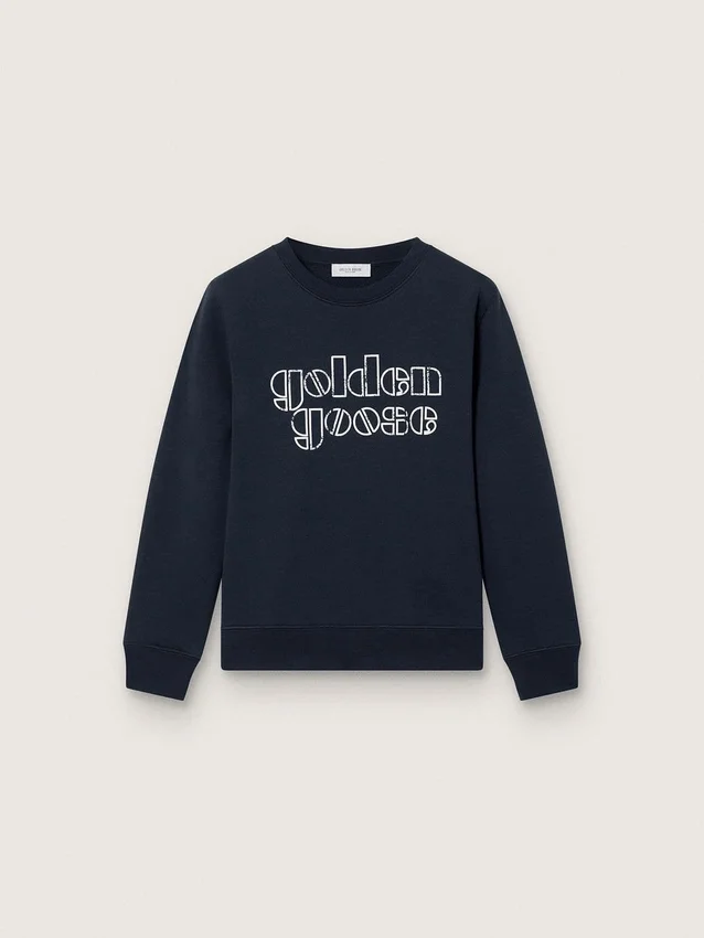 Sudadera para niños «Journey» en mezcla de algodón azul con logotipo en contraste