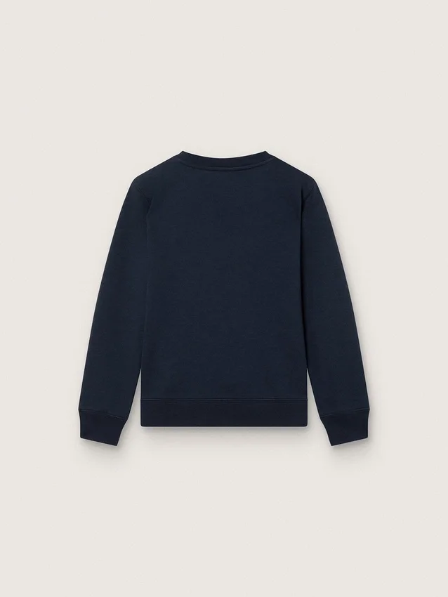 Sudadera para niños «Journey» en mezcla de algodón azul con logotipo en contraste