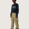 Sudadera para niños «Journey» en mezcla de algodón azul con logotipo en contraste