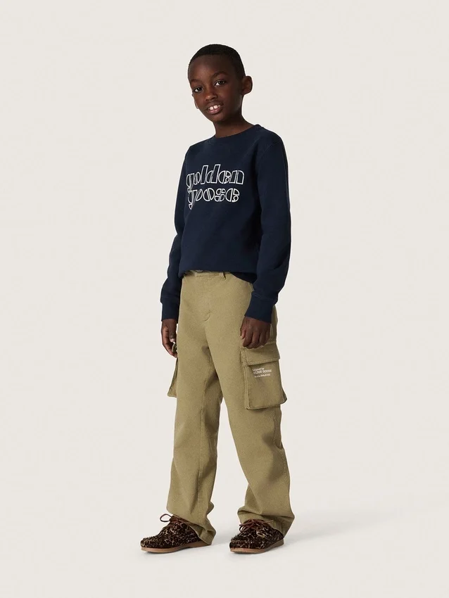Sudadera para niños «Journey» en mezcla de algodón azul con logotipo en contraste